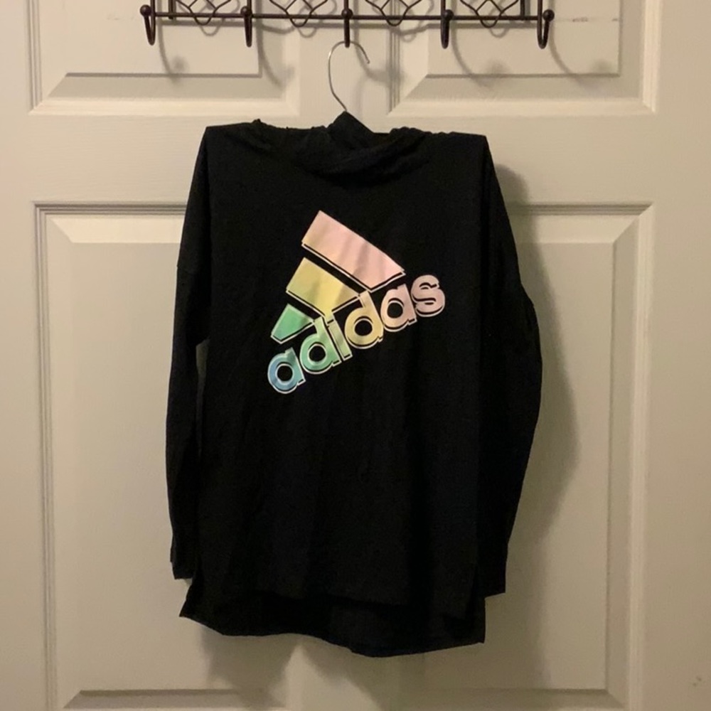 Adidas youth medium hooded long sleeve shirt NWOT